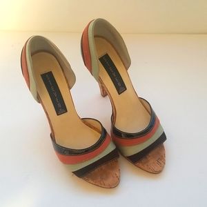 Steve Madden multi color womens cork heel shoes